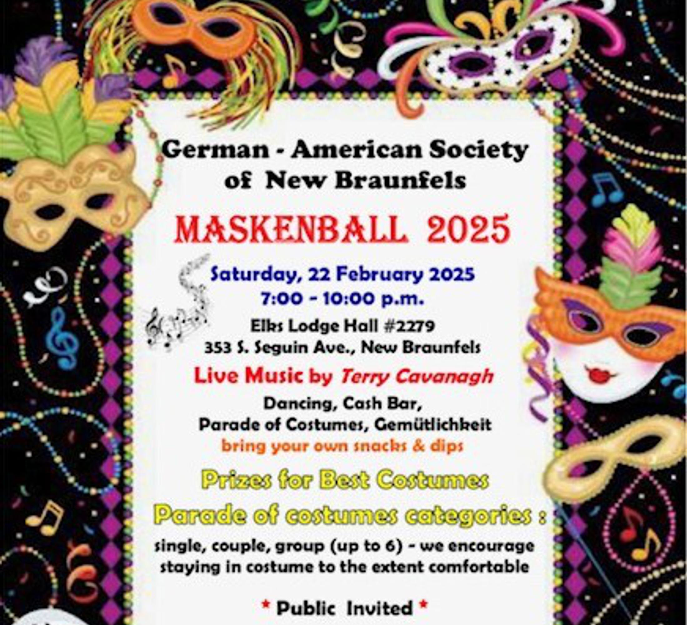 New Braunfels Chamber MASKENBALL 2025 New Braunfels Calendar Of Events 2025