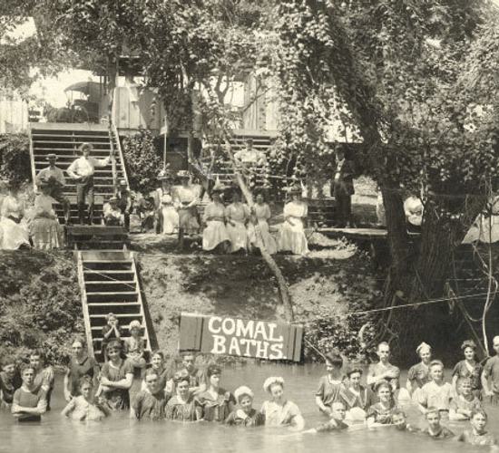 Outdoor Life 5 Comal Baths where swim lessons were taught circa 1920